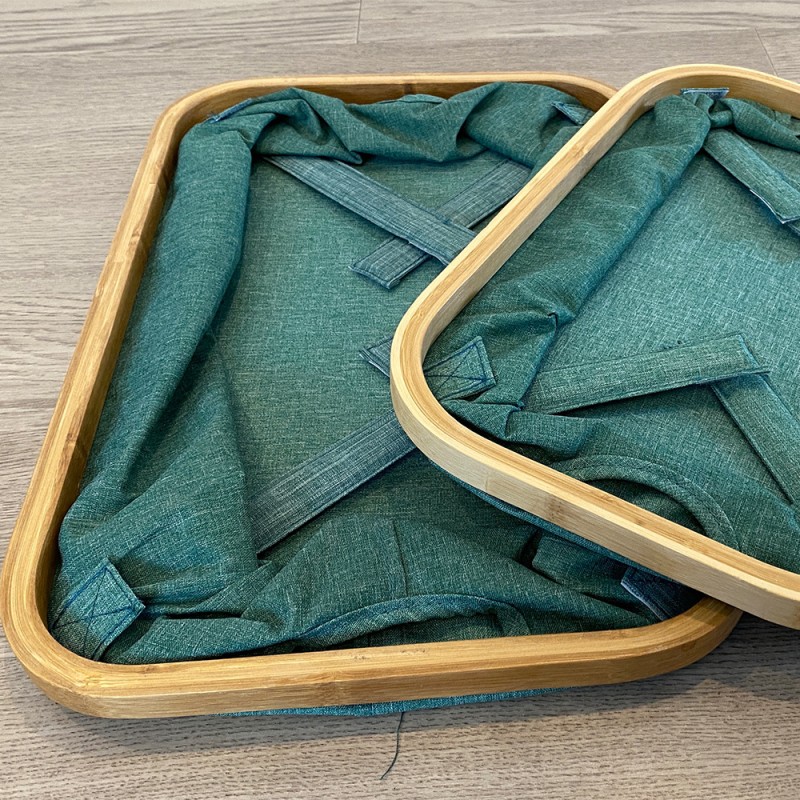 Custom Large Capacity Rectangle Bamboo Storage Basket Oxford Cloth Toy Organizer Box for Bathroom Wardrobe Dirty Clothes Storage