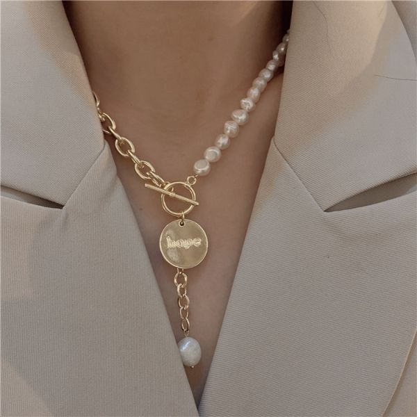 2025 Korea Light Luxury High Baroque Freshwater Pearl Fashion Temperament Sweater Necklace