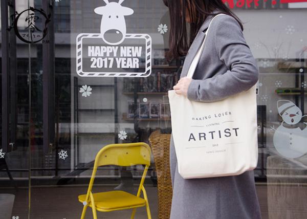 Natural Color Reusable Cotton ECO Shopping Bags , Tote Plain Color Simple Design Letter Bags