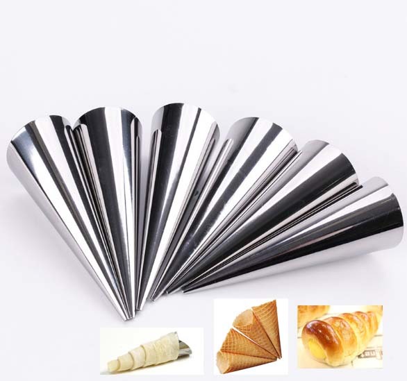 Factory Wholesale Stainless Steel Croissant Cone Pastry Roll Mold DIY Baking Tool Cream Horn Mould