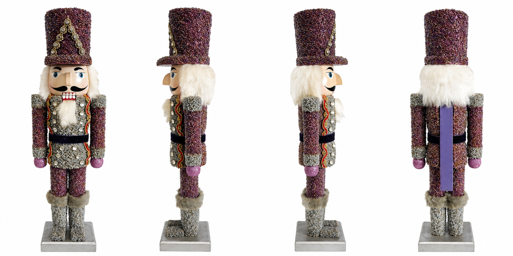 Custom Purple Silver Soldier Nutcracker for Christmas Display
