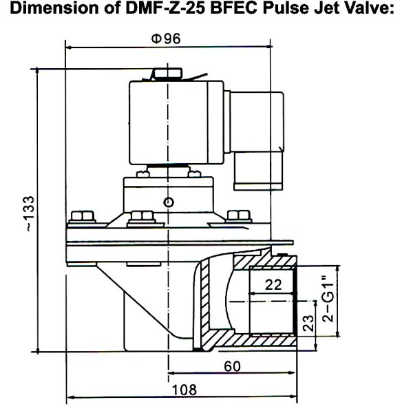 DMF-Z-25 BFEC Válvula de chorro de pulso para colector de polvo de 1 pulgada en ángulo recto