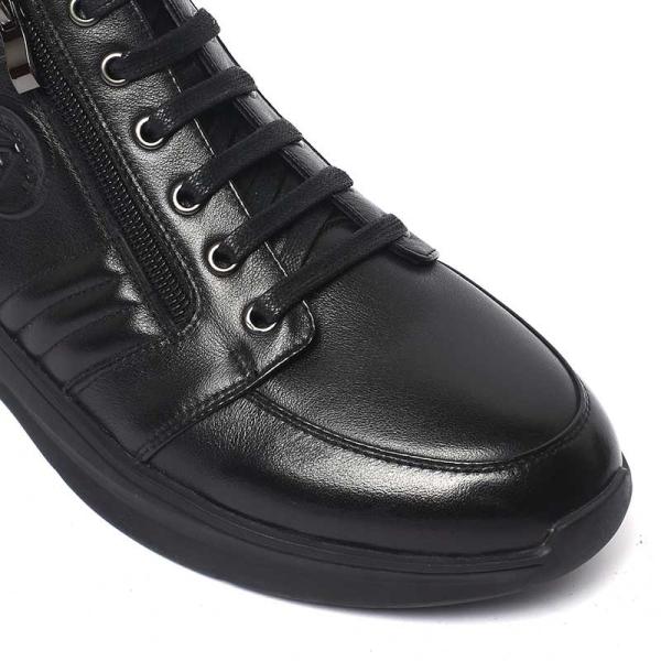 Black Lace Up Anti Slippery Mens Leather Casual Boots