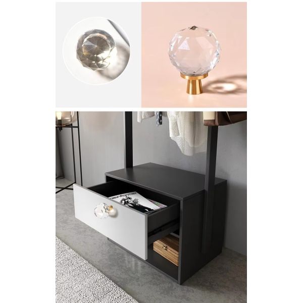 Modern Luxury French Crystal Single-Hole Brass Door Handle Pull for Dresser for Bedroom Use