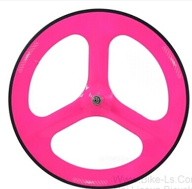 popular pink 700c light tri-spokes rim /3-spoke carbon clincher wheel for road &track bike