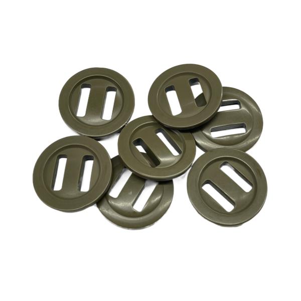 Plastic Resin Slot Buttons With 2 Hole Dark Green 40L Apply For Military Clothes