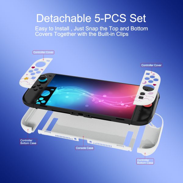 Cream White Split Case for Nintendo Switch 2 & PC - Soft-Tone Cartoon Girl Detachable Protective Shell