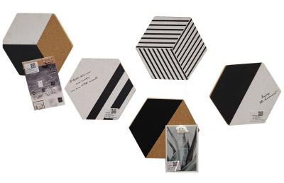 500pcs Painted Cork Board Hexagon Tiles Black White Eco Friendly