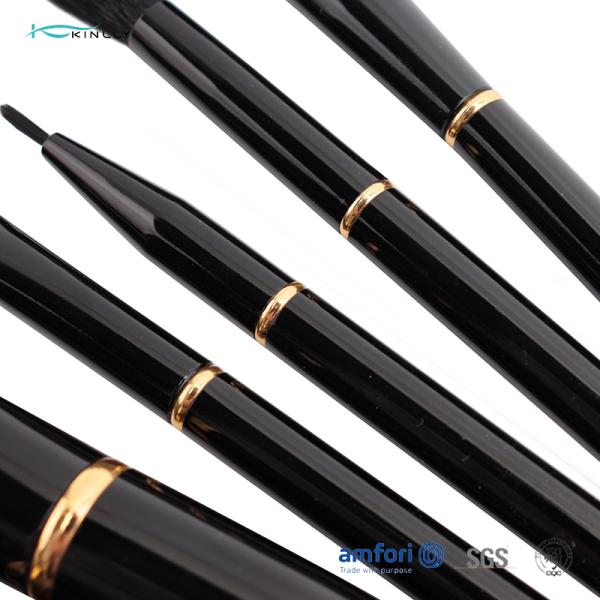 Sistema de cepillo sintético del tamaño del viaje del pelo de la manija del metal 7pcs con la virola de aluminio