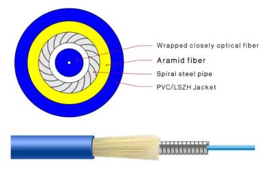 2km G657A2 Indoor Outdoor Armored Fiber PVC Aramid Yarn Fiber Optic Cable 4 Core