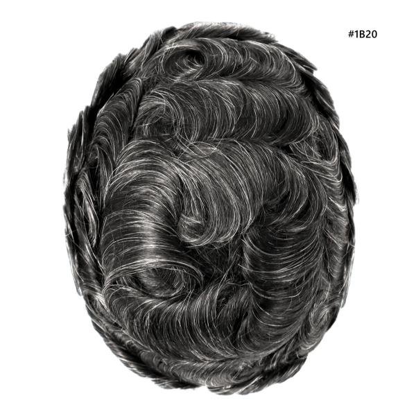 Mens Toupee Human Hair Replacement SystemFrench Lace Poly Skin Hairpieces Australia with grey hair