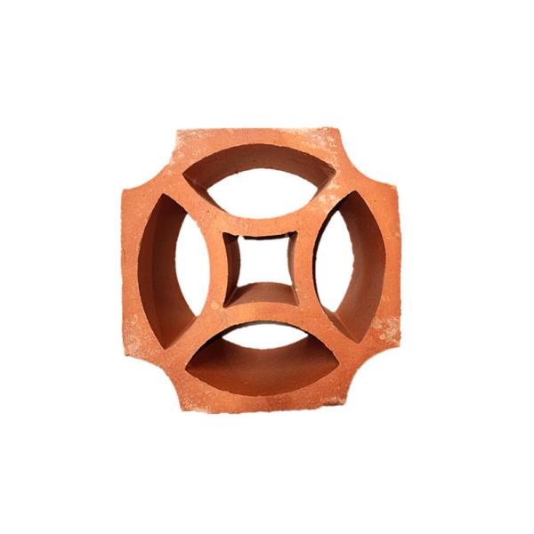 Ventilation 200*100mm Decorative Terracotta Bricks Perforated Red Clay Wall