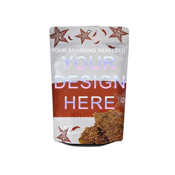 Custom 3.5g Food Grade Durable Multi-Layer Design Stand Pouch Waterproof Resealable Mylar Bags for Flaxseed Crackers Milk Jelly