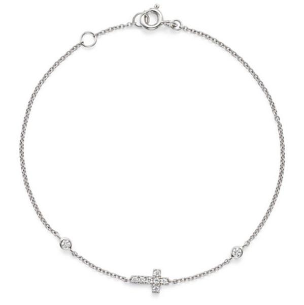 Online Gold Jewelry 0.13ct 18K Gold Diamond Cross Bracelets Meaningful Souvenir