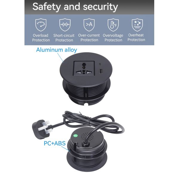 Furniture Embedded Recessed Desk Power Grommet Charger Sockets PD 20W