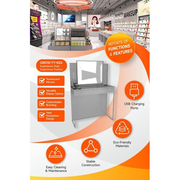 GDR10-TY-K02 Pantalla de tienda con letras orgánicas blancas de porcelana y puertos de carga USB para cabinas de centros comerciales