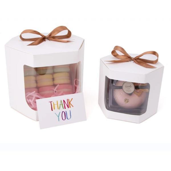 Customized White Cardboard Cake Box with Window 4 and 6 Hole Cupcake Packaging Box