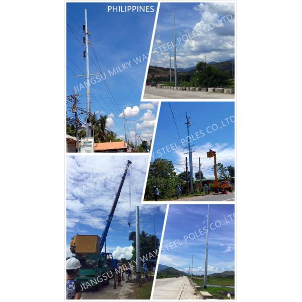 16m 2500dan Galvanization Steel Tower Pole 90ft Africa Transmission Line Metal Post