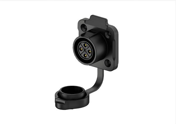 LP20 4-Pin 20A Power Flange Mount Waterproof Connector  Full Plastic Wire Lock IP68 Rated