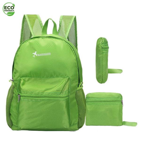 Reflective Foldable Travel Mountain Climbing Backpack RPET Oxford Diamond Mesh Polyester