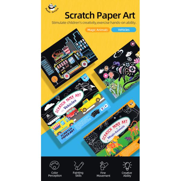 Волшебные искусства бумаги притяжки сцены животных производят крася покрытое черное