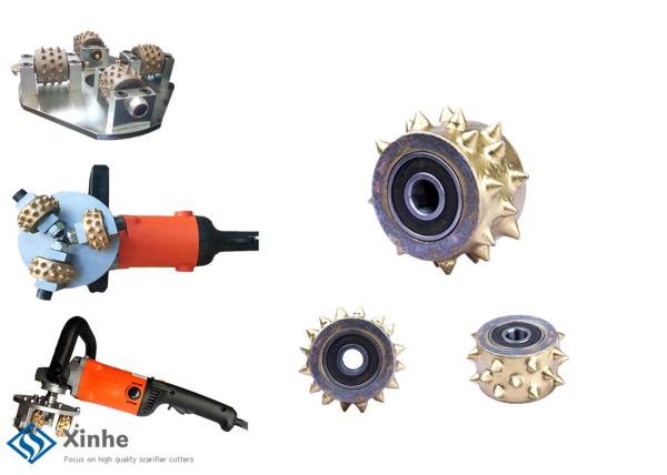 Scabbler Accessories Bush Hammer Carbide Tipped Cutters , Scarifier Drum Assembly