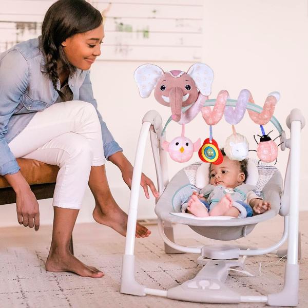 Unisex Baby Activity Spiral Hanging Toys for Stroller Car Seat Crib Bar Bassinet Mobile Musical Elephant Toys