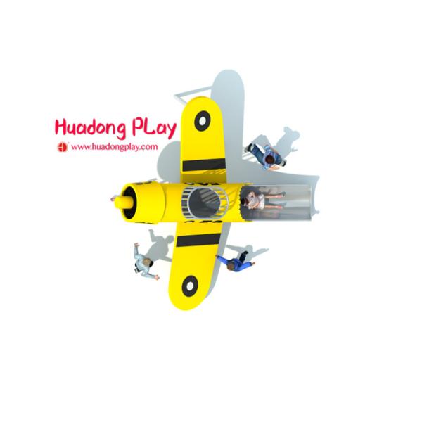 Yellow Plane Stainless Steel Slide Wooden Outdoor Play Equipment Playground