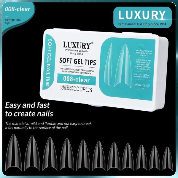Nail Salon Supplies Sharp Shape Quick Extension Gel Nail Natural Half Cover Acrylic False Nails for Manicure DIY Design
