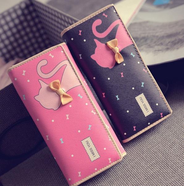 Tie cat wallet 2016 new Miss Han Ban lovely cartoon printed long section of loose change