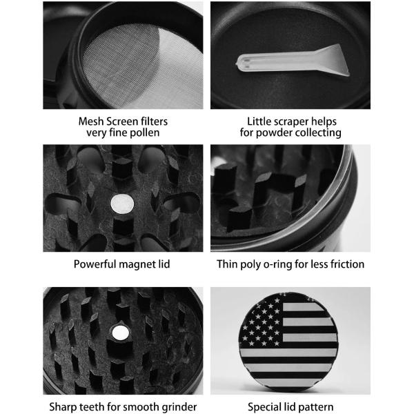 Pollen Catcher Aluminum 2.5 Inch 4 Piece Herb Grinder