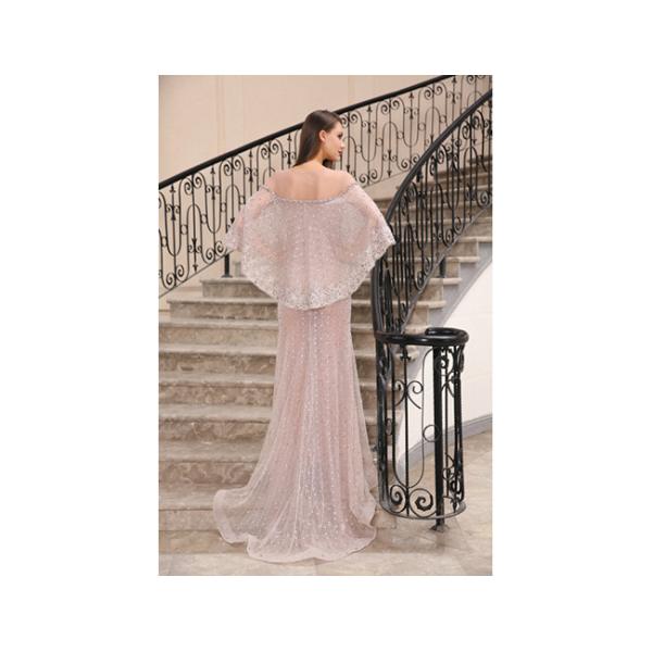 Fashion Sexy Ladies Champagne Middle Eastern Evening Dresses For Slim Girls And Woman