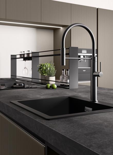 Armários de cozinha cinza clássico moderno Armário de cozinha personalizado com mesa de bar