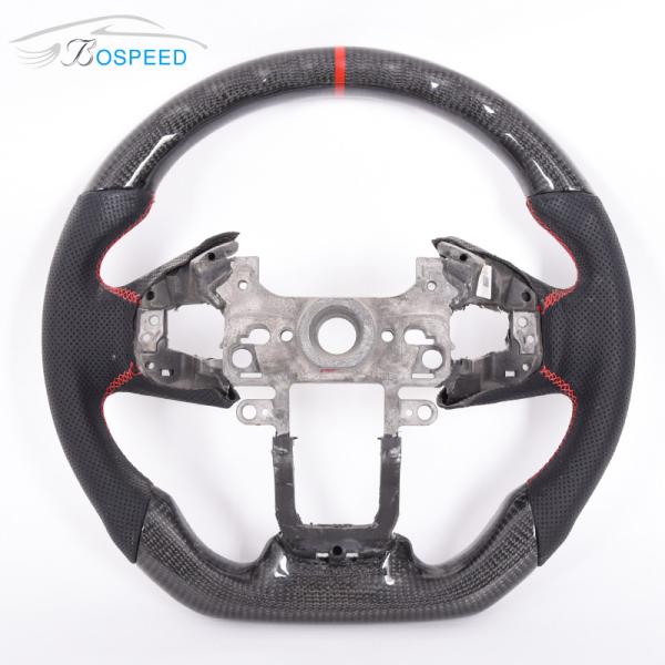 Red Stripe CRV Honda Carbon Fiber Steering Wheel Black Leather 350mm