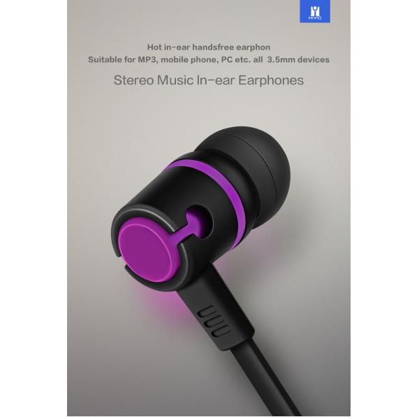 Multi Color Wired In Ear Earphones Flat Cable 1.2 MM Noise Cancelling Earbuds Factory