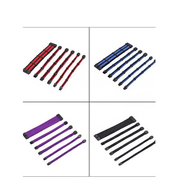 Power Supply Extension Cord ATX Braided Sleeved Extension Power Cable Kits Rainbow Color