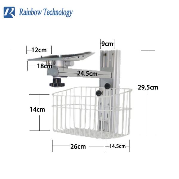 Suporte médico da parede para o monitor paciente com cesta do metal
