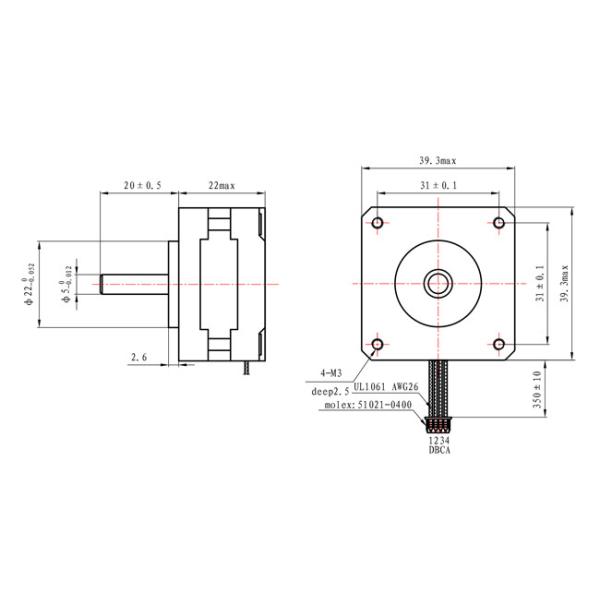 мотор 100mN.M NEMA 12V 17 39x39x22mm Stepper для робота
