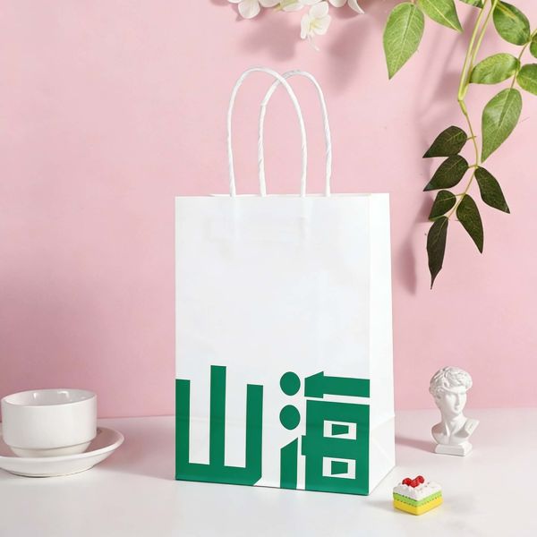 Custom Recyclable Disposable Kraft Paper Twisted Handle  Bag Printing Take Away Bag