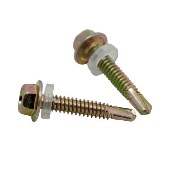 Carbon Steel Yellow Zinc Plated Hexagon Wood Screw With Self Drilling Pad
