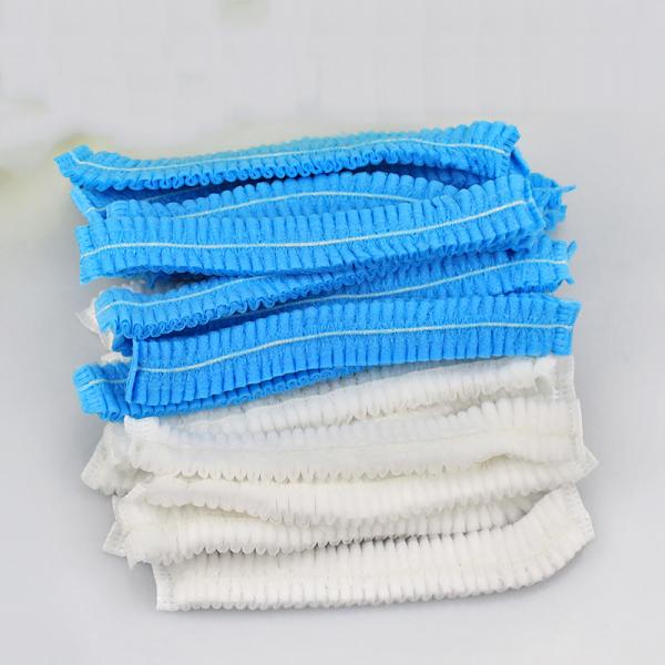 Fabric Bouffant Clip Disposable Surgical Caps White Blue Color Protective Dust Proof  For Adult