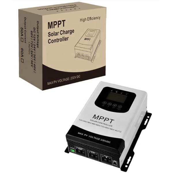 12V-96V Auto-Sensing MPPT Solar Charge Controller with LCD Touchscreen and Max Power Tracking