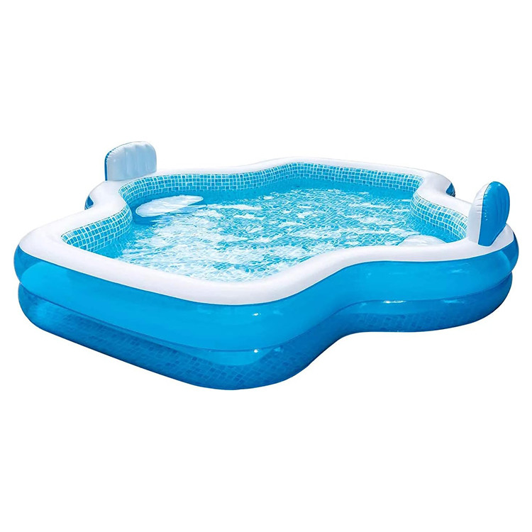 Family Fun Guaranteed with AJUNION 10ft Inflatable Pool and 2 Air-cushioned Backrests