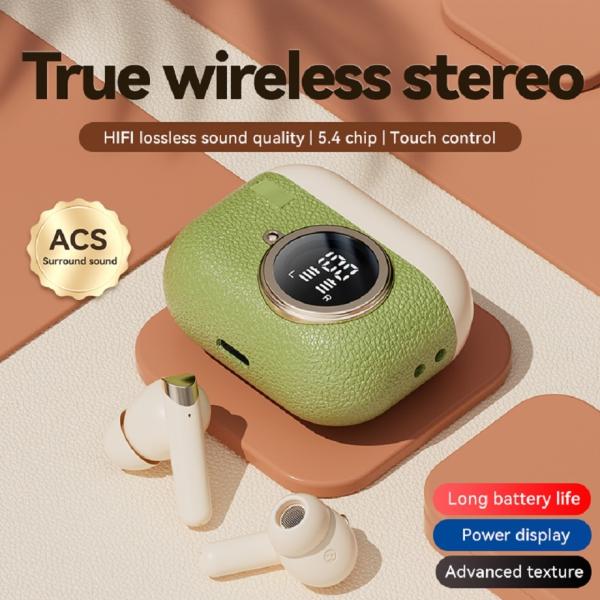 Wireless Earphones Bluetooth 5.4 ANC Earphone F10 Speaker 300mAh Case Type-C Fast Charging Brown Complexion Green