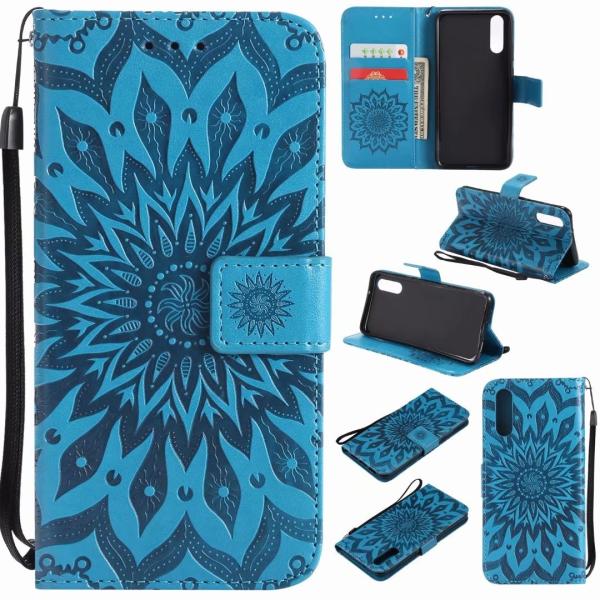 Huawei P20 Leather Protective Folio Magnetic Kickstand Cover Mobile Phone Case with Sunflower Embossed