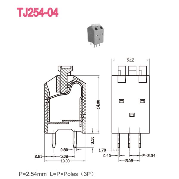 2.54mm Spring Terminal Connector Phosphor Bronze 3 Pin Electronic