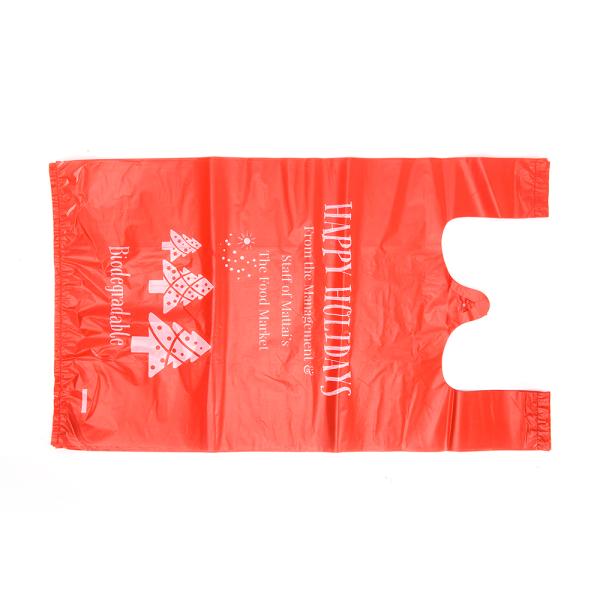 Vest Handle Plastic T-Shirt Bag with Customized Logo Printing