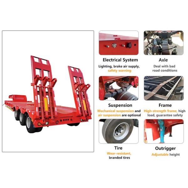 40FT 3 Axle Gooseneck Low Platform Semi Trailer Flatbed Semi Trailer 3 Axle Trailer