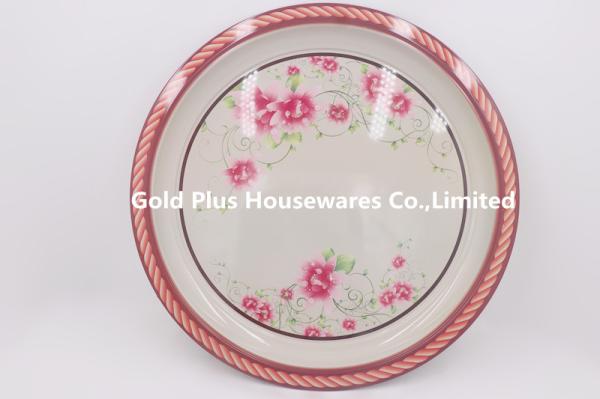 40cm Decor dishes plate for salad dinner SS flower decal pasta plate for hotel