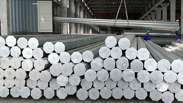 Polygonal Distribution Galvanized Steel Pole Min Yield Strength 345mpa